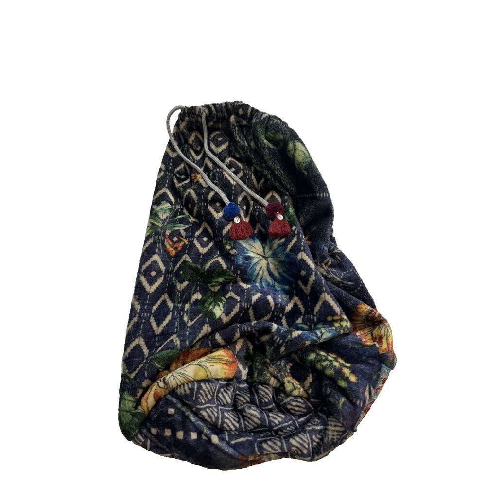 Johnny Was Patchwork Fleece Boho Fathers Sling Drawstring Duffle‎ Blanket Bag